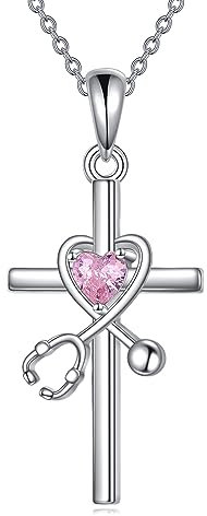 VONALA 925 Sterling Silber Stethoskop Halskette Kreuz Anhänger Kette Schmuck Geburtstagsgeschenke für Damen Mädchen