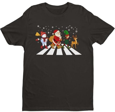 Funny Christmas Road T Shirt Abbey Parody Santa Music Xmas Crossing Gift Idea Black / 4XL