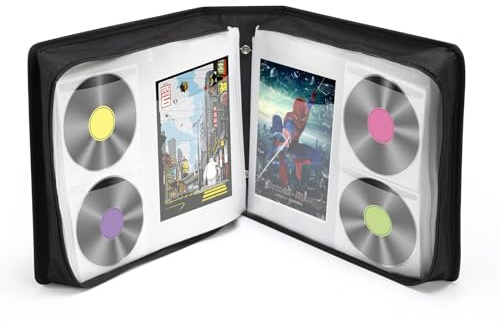 LIOVODE DVD Case 200 DVDs and 100 Booklets Capacity, CD/Blu-ray Storage Binder Case with Booklet Inserts Media Organizer Holder Black Blu ray Wallet for Car (200 Capacity)
