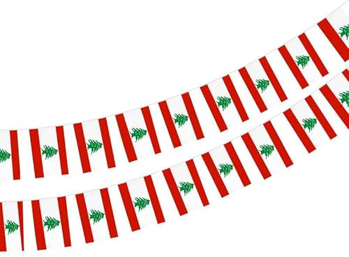 Bandera de Líbano 40 unidades bandera de Líbano guirnalda Líbano 11.4M