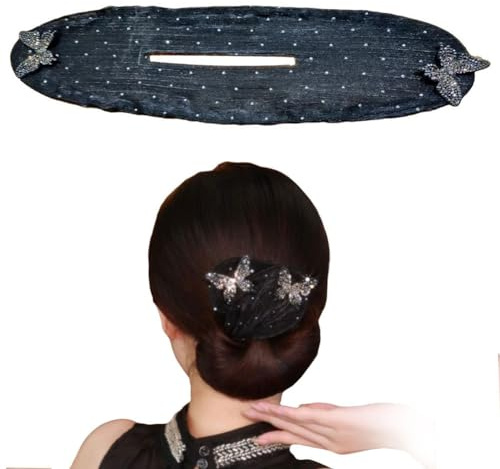 Hair Bun Maker,Floral Design Dotted Bun Maker,Hand Embroidered Flowers Deft Bun Maker,Flower Hair Bun Roller,Deft Bun Hair Twister, Exquisite Bun Maker for Women Girl Mesh Hair styleing Accessories