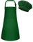 BOUBONI Delantal infantil y gorro de cocinero ajustable con 2 bolsillos, gorro de cocinero y delantal para cocinar, hornear y pintar, I-verde oscuro, L