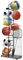 COSTWAY 7-Tier Ball Storage Rack, Metal Basketball Stand Ball Holder with 7 Removable Hanging Rods and Side Basket, Vertical Sports Equipment Organizer for Garage