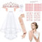 Bride to Be Schärpe und Schleier, 16 Stück Junggesellenabschied Frauen Deko, JGA Accessoires Frauen mit 10 Team Braut Armbänder, 1 Braut Armband, Schärpe ,Schleier, Abzeichen, Tiara, Tattoo