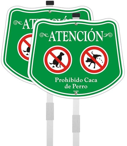 2 juegos Cartel «No caca no pis Señal de prohibido hacer caca Señales de advertencia (Verde - Sin cacas de perro, 246 * 296)