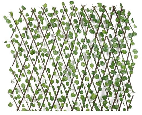 XUCZHAI Erweiterbarer Sichtschutzzaun aus Kunstlevee for Zuhause, einziehbarer künstlicher Gartenzaun, Gartenpflanze, Heimdekoration, Gartenzaun, Balkon(Crabapple Leaves)