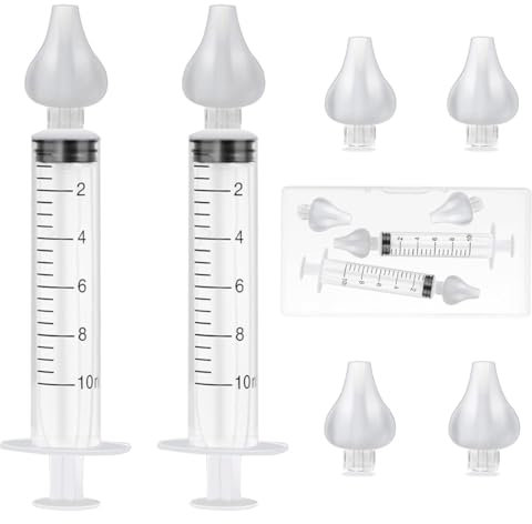XENQITO 2 Pcs Irrigatore Nasale, Lavaggio nasale bambini, 10 ml Aspiratori Nasali Riutilizzabile, Portatile Irrigatori Nasali, Baby Doccia Nasale Sicuro e Confortevole, Per Neonati y Bambini