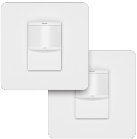 LIDER PIR Motion Sensor Light Switch, Occupancy/Vacancy Modes, 230V, White | Adjustable Time Delay, 2-Pack, Use A 35mm-Deep Back Box, UKCA Certified, Hands-Free Lighting Control