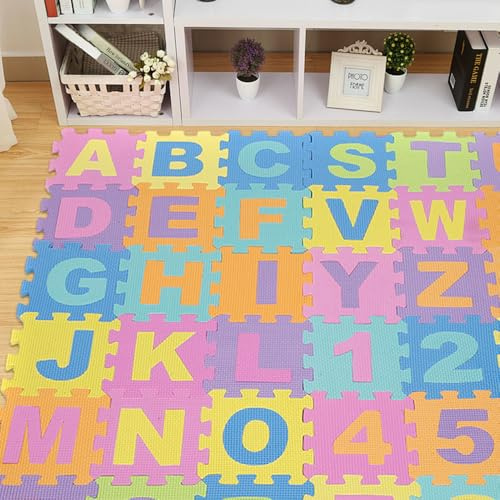 Spielteppich für Kinder, Puzzleteppich, Krabbelmatte für Jungen & Mädchen,Boden Krabbelmatte Kinderzimmer,Matten für Kinder Spielunterlage,Stil B (36 Tierfiguren)