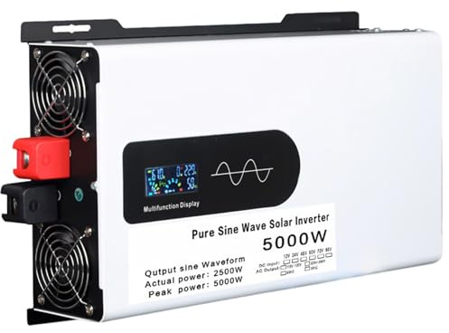 5000W De Voltaje De Onda Sinusoidal Pura Coche-Convertidor Coche | 24V A 220V Inversor con Pantalla LCD y De Protección, Para Portátiles, Camiones, Hogar y Fotovoltaico (5000W, 24V to 220V)