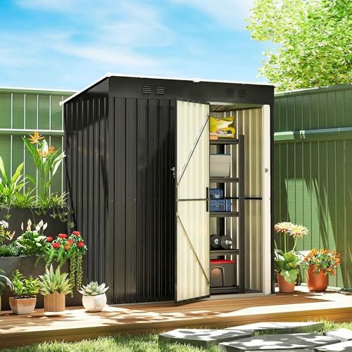 Outsunny Caseta de Jardín Exterior 1,37 m² 163x90x179 cm Gris Oscuro