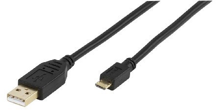Vivanco USB 2.0 zertifiziertes Kabel mit Goldkontakten, USB A Stecker <-> Mikro USB B Stecker 1.8 m