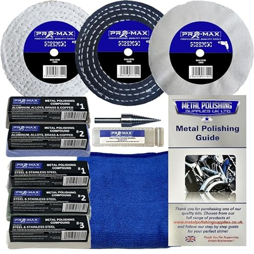 Aluminium Alloy Brass Steel Metal Polishing Buffing Kit 10pc 4 x 1/2 Pro-Max