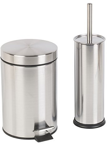 Stainless Steel Bathroom Pedal Bin & Toilet Brush Accessory Set (Stainless Steel)