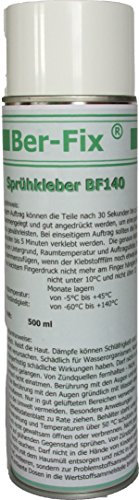 2x 500ml Ber-Fix Spezial permanent Sprühkleber Schaumstoff Filz BF140 mit regulierbare Sprühbreite klebt offene Schaumstoffe mit Polyester Metall Holz (KFZ Caravan Bau Industrie)