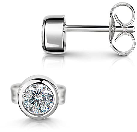 MATERIA 925 Silber Ohrstecker Zirkonia Solitär Ø4mm - Damen Ohrringe Stecker rhodiniert inkl. Box #SO-198
