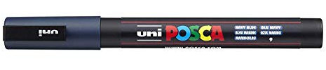 Uni Posca Marker PC-3M Paint Glass Pen Fine Bullet Tip 0.9-1.3mm NAVY BLUE [Pack of 3]