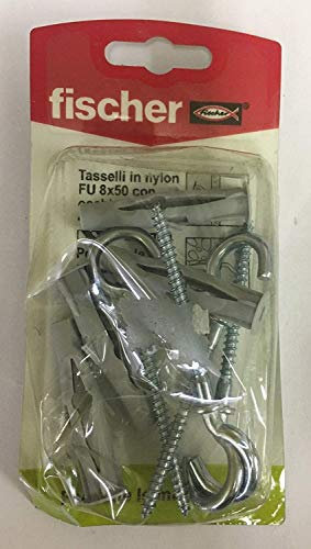 Fischer tasselli in nylon FU 8x50 con occhiolo aperto 4+4 PZ x murature 04486