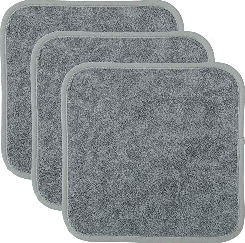 Erwin Müller Microfaser Abschminktücher grau Größe 30x30 cm, Make-up Entferner, Gesichtsreinigung 3er-Pack - umweltfreundlich, wiederverwendbar, waschbar