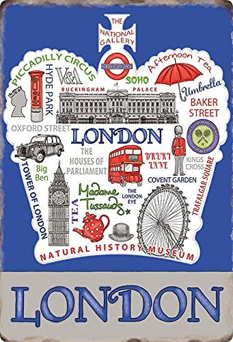 Blechschild 20x30cm gewölbt London England Big Ben Tower Urlaub Deko Geschenk Schild