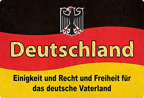 Blechschild 20x30cm gewölbt Deutschland Fahne Einigkeit Recht Freiheit Deko Geschenk Schild
