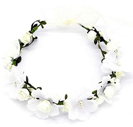 Rmeet Couronne de Fleurs,Femmes Bandeaux Marguerite Bandeaux Boho Guirlande Florale Filles Bandeau pour Chapeau Ornement Party Festival Beach Travle Mariage Accessoires Blanc