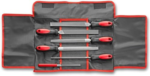 F. DICK 13085000 - Juego de 6 limas multiusos multiusos para madera, acero, hierro, metal no ferroso, lima de sierra de molino, lima de escofina, semicircular + redonda) en bolsa enrollable