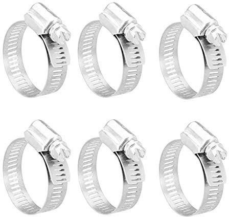 Tubi fascette DRHOM 6 Pcs fascette stringitubo in acciaio inox 6 pezzi per lavatrice, lavastoviglie, tubo di scarico, attacco lavatrice (16-25mm (8mm))