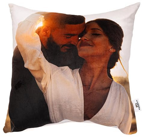 EXTRA Großes Personalisiertes FOTOGESCHENK Plüsch Kissen mit eigenem Foto (60 x 60 cm) Maxi Foto-Kissen mit Deinem Foto & Text Bedrucken Zum Jahrestag, Geburtstag, Valentinstag, XXL Flauschig [091]