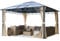 TOOLPORT Gartenpavillon 4x4 m Polycarbonat Dach ca. 8mm Pavillon 4 Seitenteile Partyzelt Champagner ca. 9x9cm Profil
