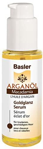 Basler Arganöl Macadamia Goldglanz Serum Glasflasche mit Spender 50 ml | Haaröl für trockenes Haar