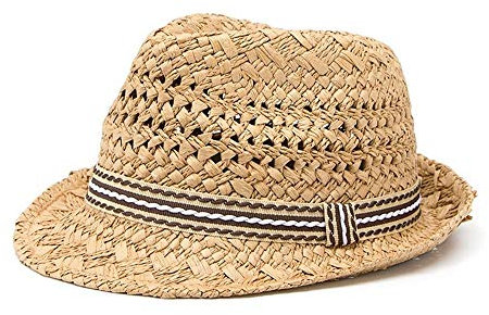 100% de Travail à la Main Enfant 2021 Nouvelle Paille d'été Chapeaux de Chapeau de Chapeau de garçon Boho Beach Fedora Chapeau de Chapeau de Panama Taille 54cm (Color : Natural, Size : 52-54CM)