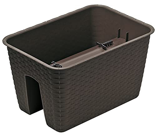 URBNLIVING Jardinière en plastique rotin pour jardin, clôture, balustrade, balcon, herbes aromatiques (ovale, 300 mm, marron)