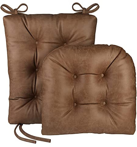 Klear Vu Omega Sitzkissen-Set für Schaukelstühle mit dicker Polsterung und Steppdesign, rutschfest, mit Sitzkissen, Rückenkissen, Bändern für Schaukelstühle, 43,2 x 43,2 cm, 2-teiliges Set, Braun