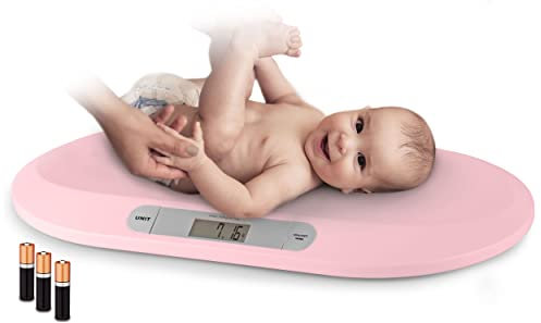 BERDSEN Babywaage Gewicht, Präzise, bis zu 20 kg, Messwertspeicher, Stabil, Sicher, Inklusive Batterien, Kg/Lb/Oz, Farbe Rosa