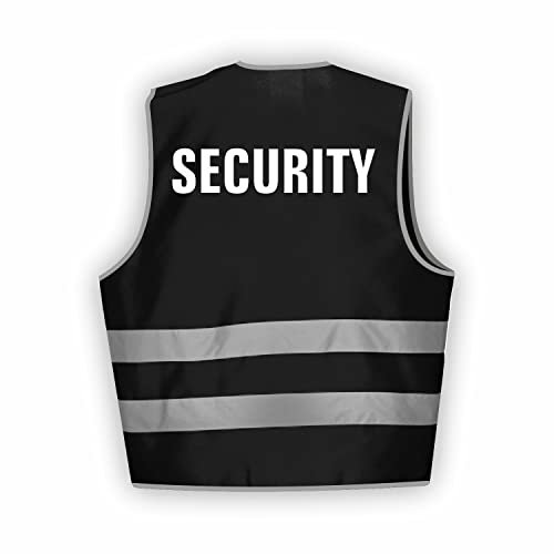 Fassbender-Druck WARNWESTEN - Sicherheitsweste SCHWARZ Warnweste nach EN ISO 20471 zertifiziert - Warn Weste für Security - Unisex mit hochwertigem Reflektorstreifen (SCHWARZ I 3XL/4XL I 1St.)