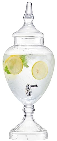 Fifth Avenue Crystal Beverage Dispenser for Countertop - 1 Gallon Large Glass Drink Dispenser w/Spigot & Lid - Party Drink Dispenser for Sweet Tea Lemonade Punch Water, Juice Dispensers for Parties