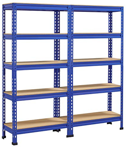 Yaheetech 5 Böden Eckregale, Lagerregale Metall, Schwerlastregale 750 KG belastbar, Kellerregal, Steckregal, Regalsystem, 140 x 30 x 150 cm/Blau