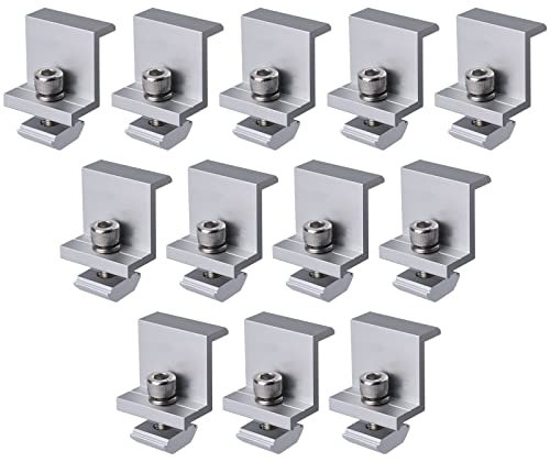 SAVITA 12pcs Solar Panel Bracket, Aluminum Solar End Clamp PV Mounting Bracket Solar Panel Z Clips for Mounting Solar Panels (30mm)