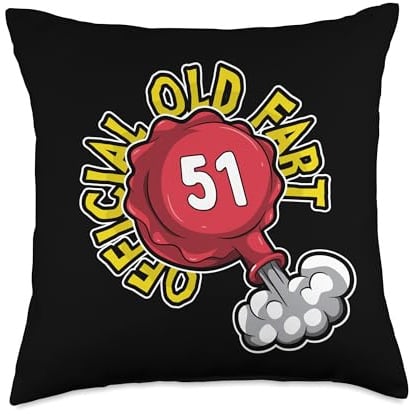 51st Birthday Official Old Fart Funny Red Whopee Cushion Throw Pillow