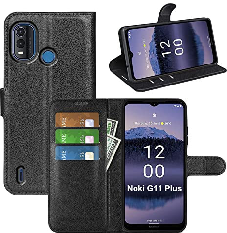 betterfon Handyhülle Kompatibel mit Nokia G11 Plus | Premium Qualität TPU Klapphülle für G11 Plus mit Kartenfächern | Magnetverschluss Handyhülle | Schwarz