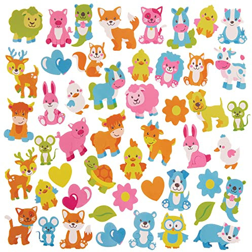 Baker Ross FX546 Frühlingsbabytiere Schaumstoffsticker - Packung mit 200 Stickern für Kinder zum Basteln