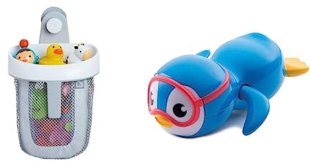 Munchkin Filet de Bain Super Scoop pour Rangement des Jouets, Panier de Bain Amovible, Sac de Jouet pour Bébé, Bac Rangement Suspendu & Jouet de Bain - Mon Copain Nageur