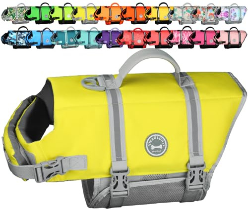 VIVAGLORY Hunde Schwimmweste Rip Stop Hundeschwimmweste, XS, Lemon | Auftrieb & Ripstop for Hunde, Schwimmweste Hundeschwimmweste Rettungsweste zum Schwimmen