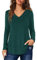 Florboom Ladies Tunic Tops Long Sleeve V-Neckline Loose T-Shirt Flowy Swing Shirts Blouses, Army Green 12 14