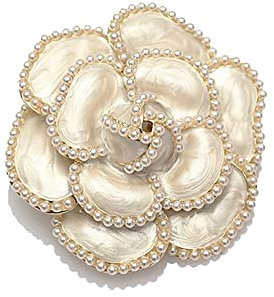Broche en forme de fleur de camélia nacré pour femmes et filles, bouquet de mariage, vestes, chapeaux, écharpes, corsage, broche exquise pour mariée, cadeau pour mère, Métal, Perle