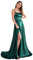 BABYONLINE D.R.E.S.S. Robe de Bal Longue Elégante en Satin Fendue Robe pour Mariage Invitée Femme Temoin Vert Foncé 38