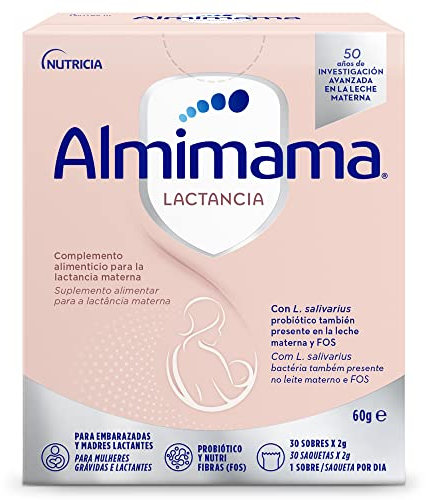 Almimama – complemento alimenticio que favorece la lactancia materna – probiótico para lactancia – 30 sobres x 2 g. Total 60 g