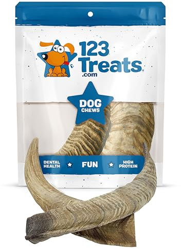 123 Treats Goat Horns for Dogs Chews 9-11 inches (2 Count - Large) 100% Natural Long Lasting chew for Dogs