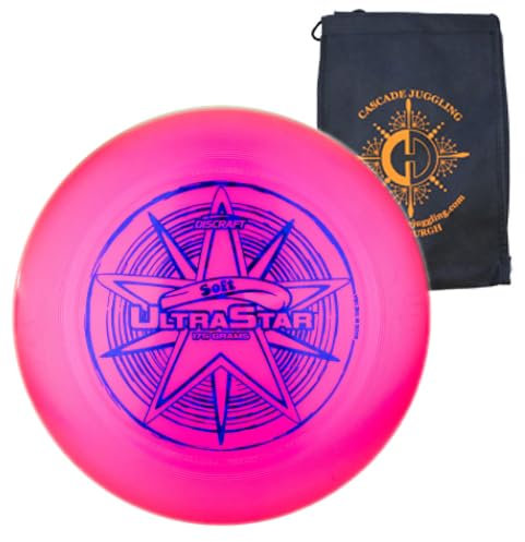 Discraft Soft Ultrastar Fliegenscheibe, 175 g, weiche Version Ultimate Frisbee Wettbewerbsspezifikation – inklusive Cascade Jongliertasche (Soft Pink)